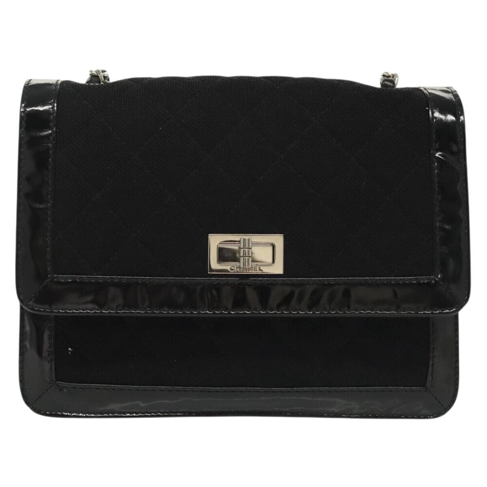 Chanel Vintage Mademoiselle Flap Quilted Canvas with Patent Small